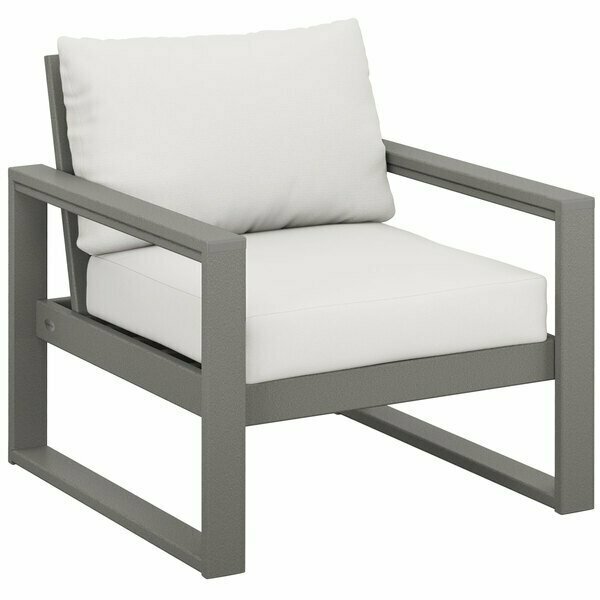 Polywood 4601-GY152939 Edge Slate Grey / Natural Linen Club Arm Chair 6334601GY152